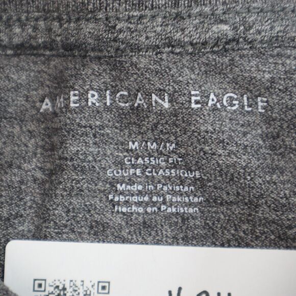 American Eagle Outfitters Shirt Mens M Gray Short Sleeve Button Logo Collar Polo - Picture 2 of 16